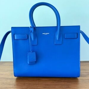 YSL Smooth Leather Nano Sac De Jour in royal blue